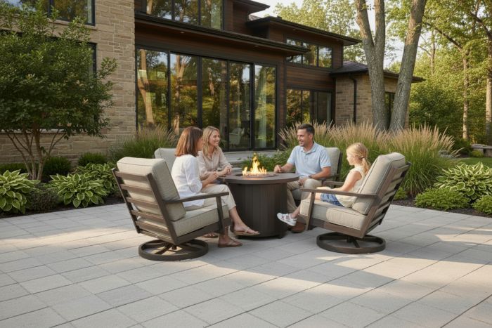 Adeline Fire Pit Chat Set | Stylish Outdoor Lounge Collection