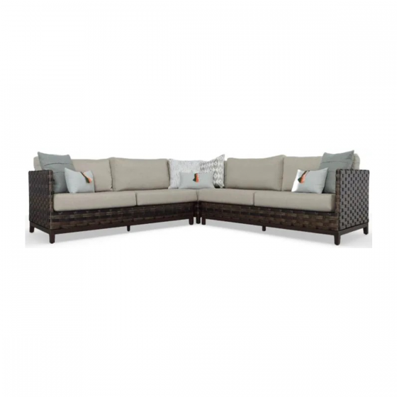 Nevis Aluminum + Wicker Sectional Set for Contemporary Outdoor Living